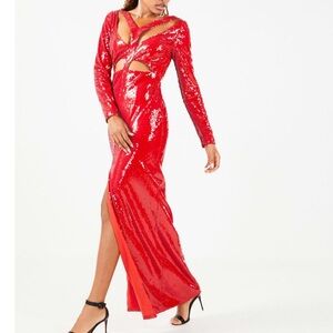 NWT BCBGMaxAria Bria Cutout Sequin Evening Gown Size 6